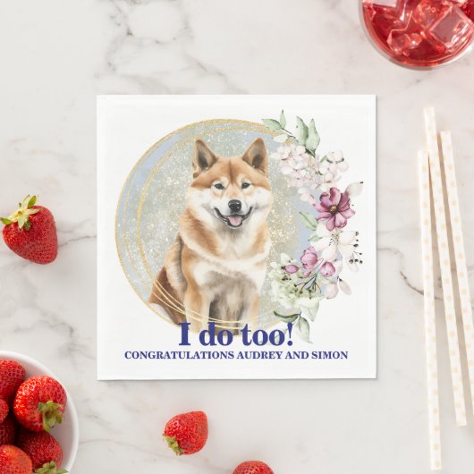 秋田犬の結婚式のナプキンに犬の写真 スタンダードランチョンナプキン (インサイチュ)