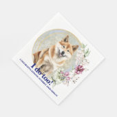 秋田犬の結婚式のナプキンに犬の写真 スタンダードランチョンナプキン (角)