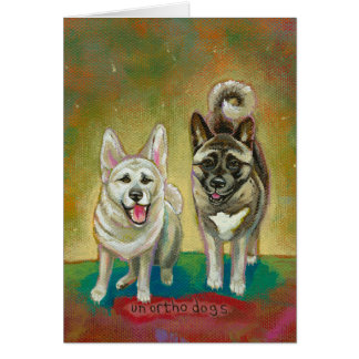 秋田犬の芸術Unorthodogsを絵を描く幸せな犬のおもしろい
