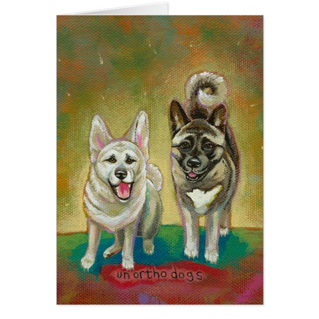 秋田犬の芸術Unorthodogsを絵を描く幸せな犬のおもしろい (正面)