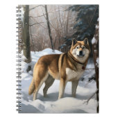 秋田犬の雪景色 クリスマス ノートブック (正面)