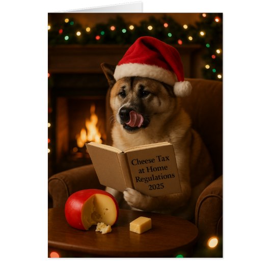 秋田犬の「チーズ税」クリスマスカード (正面)