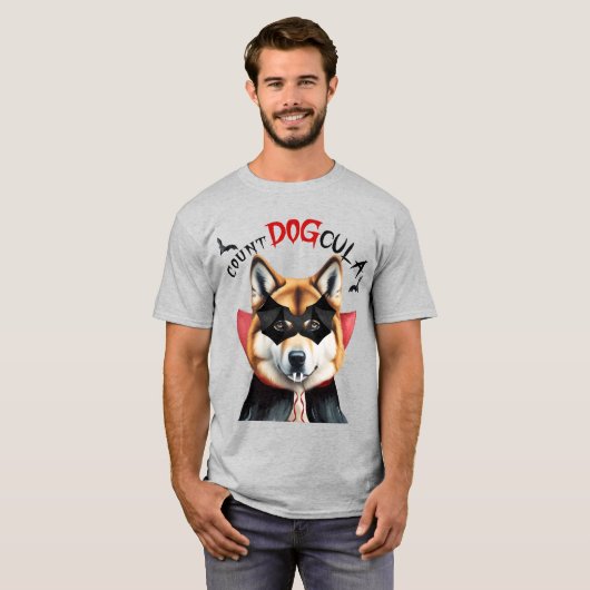 秋田犬カウントDOGculaおもしろい犬恋人ハロウィーン Tシャツ (正面フル)