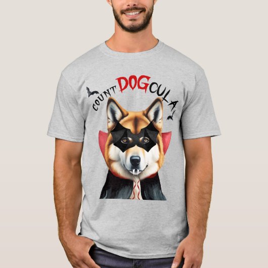 秋田犬カウントDOGculaおもしろい犬恋人ハロウィーン Tシャツ (正面)