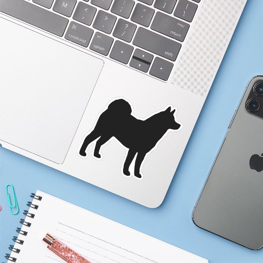 秋田犬シルエット犬クール犬ビニールステッカー シール (ノートパソコンとiPhone)