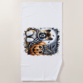 秋田犬ハロウィーン広場 ビーチタオル (正面)