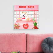 秋田犬バレンタインデーキスをするス キャンバスプリント (インサイチュ (リビング))