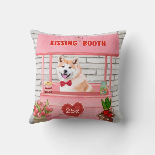 秋田犬バレンタインデーキスをするス クッション (裏面)