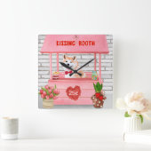 秋田犬バレンタインデーキスをするス スクエア壁時計 (ホーム)