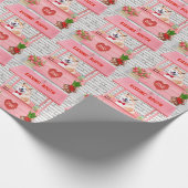 秋田犬バレンタインデーキスをするス ラッピングペーパー (角)