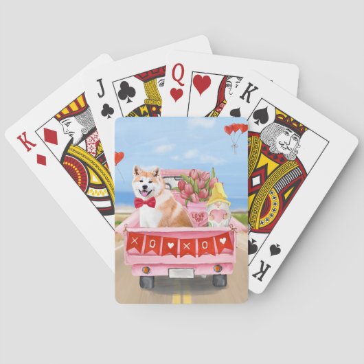 秋田犬バレンタインデートラックハート トランプ (裏面)