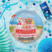 秋田犬バレンタインデートラックハート ペーパープレート (パーティー)