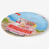 秋田犬バレンタインデートラックハート ペーパープレート (アングル)