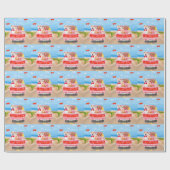 秋田犬バレンタインデートラックハート ラッピングペーパー (フラット)