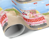 秋田犬バレンタインデートラックハート ラッピングペーパー (ロールコーナー)