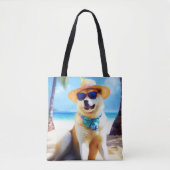 秋田犬ビーチ トートバッグ (正面)