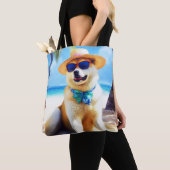 秋田犬ビーチ トートバッグ (クローズアップ)