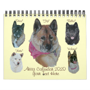 秋田犬ポートレートアート日本アメリカンアート2020 カレンダー
