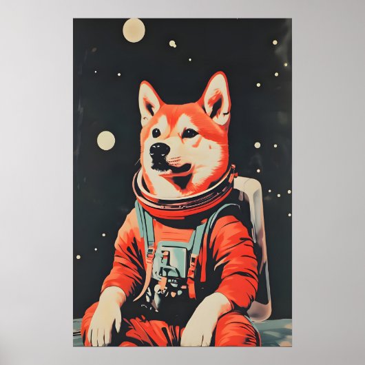 秋田犬宇宙飛行士ポスター, 秋田犬レトロプリント, 秋田犬 ポスター (正面)