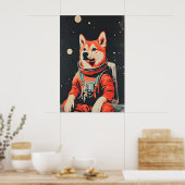 秋田犬宇宙飛行士ポスター, 秋田犬レトロプリント, 秋田犬 ポスター (キッチン)