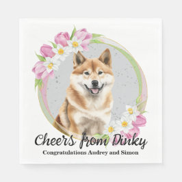 秋田犬結婚のナプキンの写真付き スタンダードランチョンナプキン