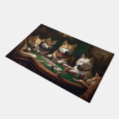 秋田犬遊のトランプのポーカーアート ドアマット (アングル)