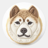 秋田犬3D インスパイア ラウンドシール (正面)