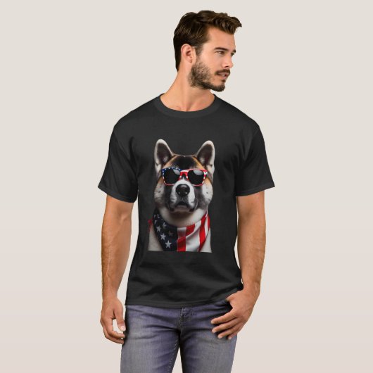 秋田犬7月の第4日アメリカ留学デーOw Tシャツ (正面フル)