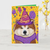 秋田犬 カード (黄色い花)