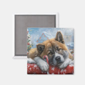 秋田犬 クリスマス マグネット (正面/裏面)