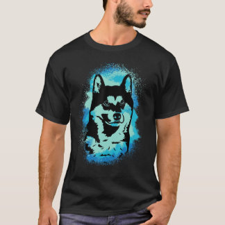 秋田犬 ブルーデザイン 犬ママ 犬パパ Tシャツ