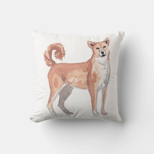 秋田犬 水彩画 アート クッション (正面)