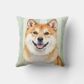 秋田犬 水彩 ストライプ背景 ペットアート クッション (裏面)