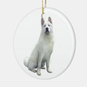 秋田犬 - 白 セラミックオーナメント (左)