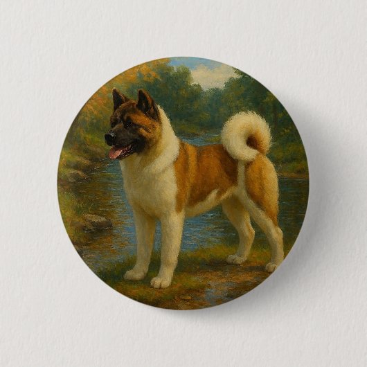 秋田犬 缶バッジ (正面)