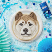 秋田犬 3Dインスパイアデザイン ペーパープレート (パーティー)