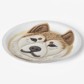 秋田犬 3Dインスパイアデザイン ペーパープレート (アングル)
