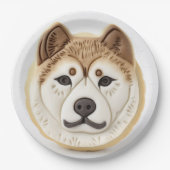 秋田犬 3Dインスパイアデザイン ペーパープレート (正面)