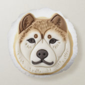 秋田犬 3Dインスパイアデザイン ラウンドクッション (裏面)