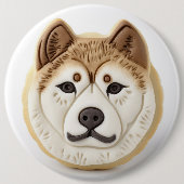 秋田犬 3Dインスパイアデザイン 缶バッジ (正面)
