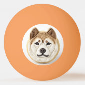 秋田犬 3Dインスパイアードデザイン 卓球ボール (裏面)