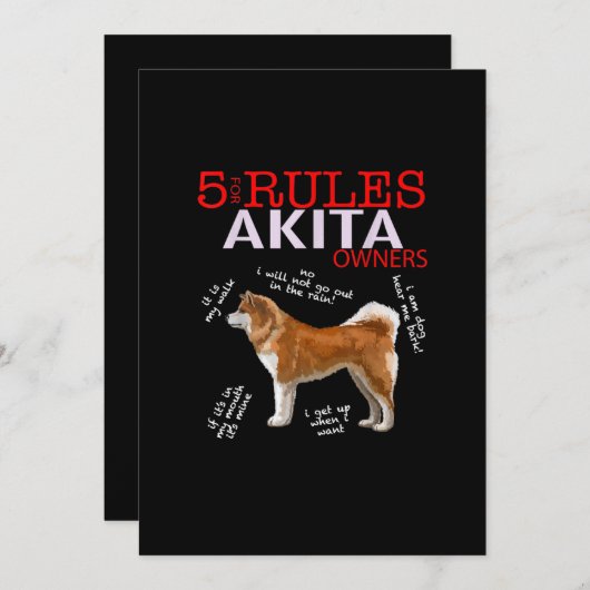 秋田犬| 5ルール秋田犬のオーナー サンキューカード (正面/裏面)