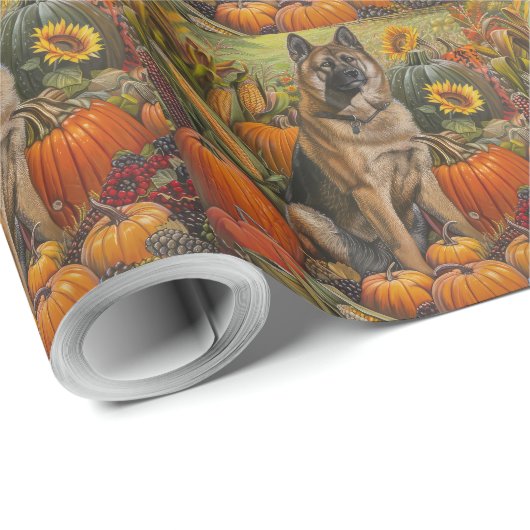 秋田秋の収穫感謝祭の犬 ラッピングペーパー (ロールコーナー)