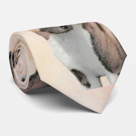 秋田絵画さん-かわいいオリジナル犬の絵 ネクタイ (ロール)