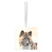 秋田絵画の – かわいいオリジナルドッグアート キューブオーナメント (右)