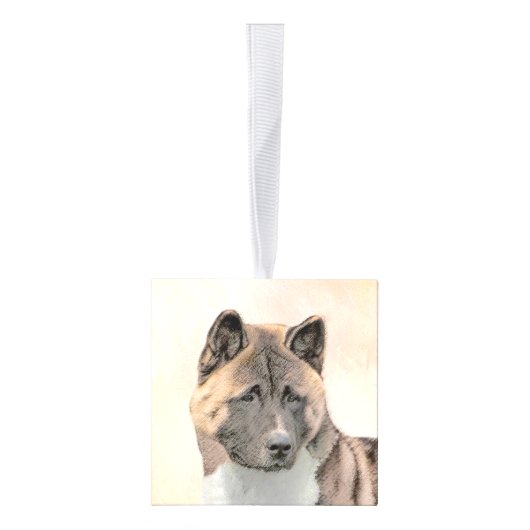 秋田絵画の – かわいいオリジナルドッグアート キューブオーナメント (右)