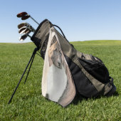 秋田絵画の – かわいいオリジナルドッグアート ゴルフタオル (グリーン)