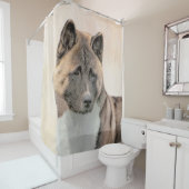 秋田絵画の – かわいいオリジナルドッグアート シャワーカーテン (インサイチュ)