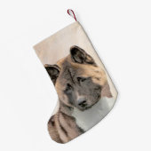 秋田絵画の – かわいいオリジナルドッグアート スモールクリスマスストッキング (裏面 (吊り時))