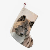 秋田絵画の – かわいいオリジナルドッグアート スモールクリスマスストッキング (正面 (吊り時))